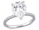 4.20 Carat (ctw) Solitaire Pear-Cut Synthetic Moissanite Engagement Ring 10K White Gold